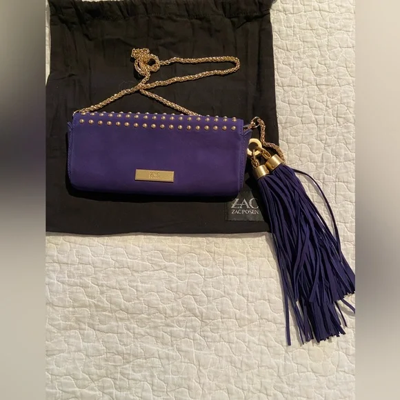NWT ZAC Zac Posen Claudette Studded Tassels Clutch - Picture 10 of 12
